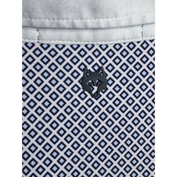 Greyson Polo Large Blue White Geometric Golf Embroidered Greenwood Performance - Picture 7 of 13